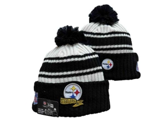Wholesale NFL Pittsburgh Steelers New Era Black 2022 Sideline Sport Cuffed Pom Knit Hat 3040