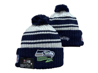 Wholesale NFL Seattle Seahawks New Era Navy 2022 Sideline Sport Cuffed Pom Knit Hat 3043