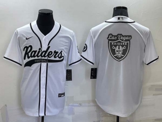 Men's Las Vegas Raiders White Team Big Logo With Patch Cool Base Stitched Baseball Jersey