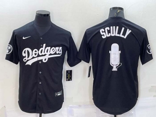 Men's Los Angeles Dodgers #67 Vin Scully Black Stitched MLB Cool Base Fashion Jersey