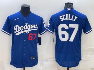 Men's Los Angeles Dodgers #67 Vin Scully Royal MLB Flex Base Nike Jersey