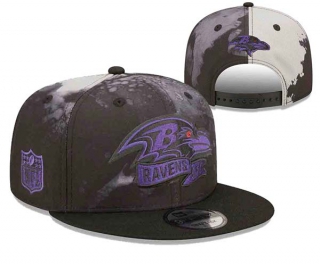 NFL Baltimore Ravens New Era Black Ink Dye 2022 Sideline 9FIFTY Snapback Hat 3034
