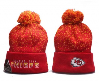 NFL Kansas City Chiefs New Era Red Iconic Gradient Cuffed Pom Knit Hat 5024