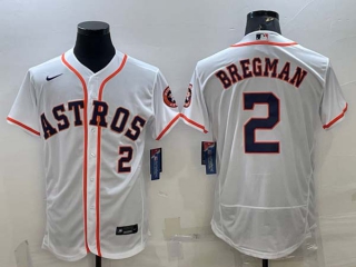 Men's Houston Astros #2 Alex Bregman Number White Stitched MLB Flex Base Nike Jersey