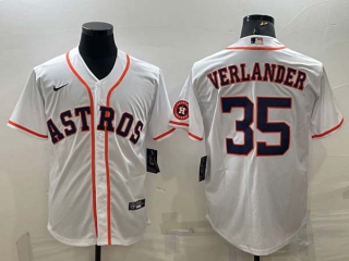 Men's Houston Astros #35 Justin Verlander White With Patch Stitched MLB Cool Base Nike Jersey