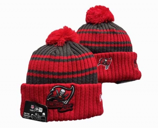 NFL Tampa Bay Buccaneers New Era Graphite Red 2022 Sideline Cuffed Pom Knit Hat 3049