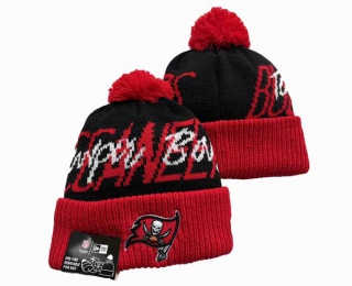 NFL Tampa Bay Buccaneers New Era Black Red Confident Cuffed Knit Hat with Pom 3048