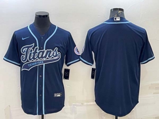Men's Tennessee Titans Blank Navy With Patch Cool Base Stitched Baseball Jersey