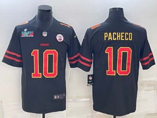 Men's Kansas City Chiefs #10 Isiah Pacheco Black Red Super Bowl LVII Patch Vapor Untouchable Limited Stitched Jersey