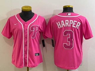 Women's Philadelphia Phillies #3 Bryce Harper Pink Stitched MLB Cool Base Nike Jersey