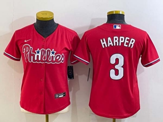 Women's Philadelphia Phillies #3 Bryce Harper Red Cool Base Stitched Baseball Jersey