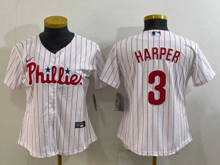 Women's Philadelphia Phillies #3 Bryce Harper White Stitched MLB Cool Base Nike Jersey