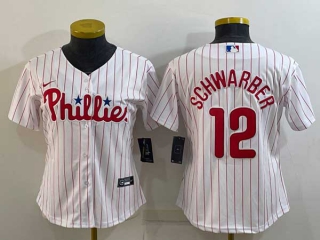 Women's Philadelphia Phillies #12 Kyle Schwarber White Stitched MLB Cool Base Nike Jersey