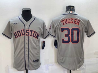 Men's Houston Astros #30 Kyle Tucker Grey With Patch Stitched MLB Flex Base Nike Jersey