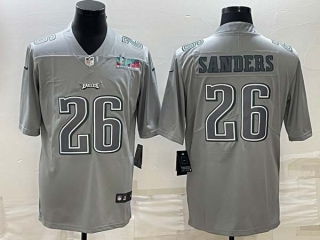 Men's Philadelphia Eagles #26 Miles Sanders Gray Atmosphere Fashion Super Bowl LVII Patch Cool Base Stitched Jersey