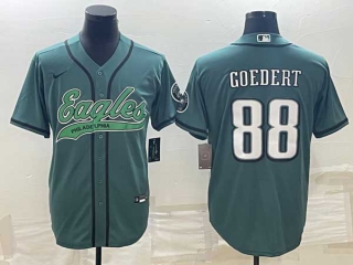 Men's Philadelphia Eagles #88 Dallas Goedert Green Cool Base Stitched Baseball Jersey