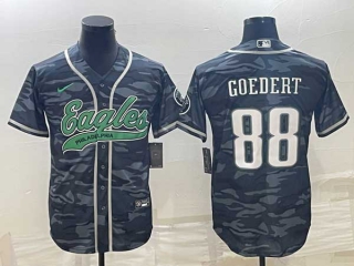 Men's Philadelphia Eagles #88 Dallas Goedert Grey Camo Cool Base Stitched Baseball Jersey