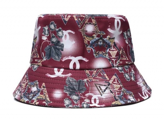 Wholesale Chanel Burgundy Bucket Embroidered Hat 7010