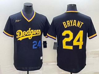 Men's Los Angeles Dodgers #24 Kobe Bryant Blue Number Black Stitched Pullover Throwback Nike Jersey