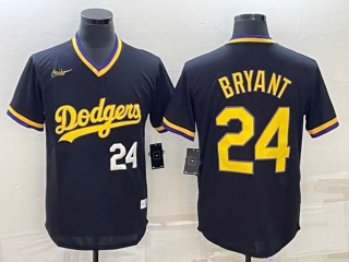 Men's Los Angeles Dodgers #24 Kobe Bryant White Number Black Stitched Pullover Throwback Nike Jerseys
