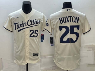 Men's Minnesota Twins #25 Byron Buxton 2023 Cream Flex Base Stitched Nike Jersey