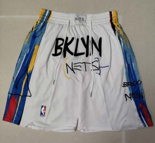 Men's NBA Brooklyn Nets Nike White Embroidered City Edition Pocket Shorts