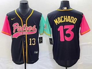 Men's San Diego Padres #13 Manny Machado Number Black NEW 2023 City Connect Cool Base Stitched Jersey