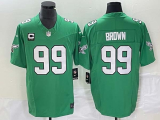 Men's Philadelphia Eagles #99 Jerome Brown Green 2023 F.U.S.E. Vapor Untouchable With C Patch Stitched Football Jersey