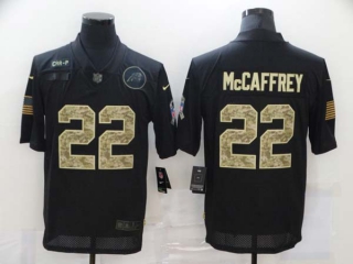 Men's Carolina Panthers #22 Christian McCaffrey Black Camo 2020 Salute To Service Stitched NFL Nike Limited Jersey