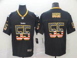 Men's Pittsburgh Steelers #55 Devin Bush Black Stitched NFL Limited Rush USA Flag Jersey