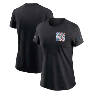 Women's Seattle Seahawks 2023 NFL Crucial Catch Sideline Tri-Blend Nike Black T-Shirt