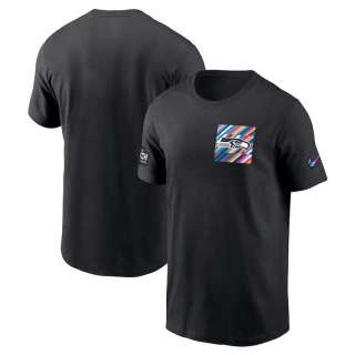 Men's Seattle Seahawks 2023 NFL Crucial Catch Sideline Tri-Blend Nike Black T-Shirt