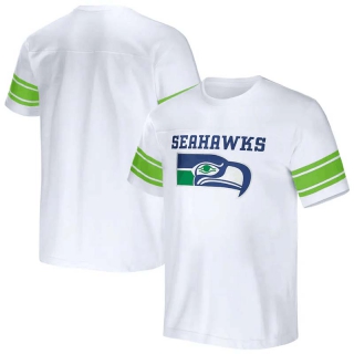 Men's Seattle Seahawks NFL x Darius Rucker Collection by Fanatics White Football Striped T-Shirt
