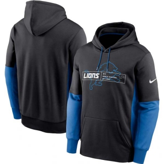Men's NFL Detroit Lions Nike Black Color Block Fleece Performance Pullover Hoodie