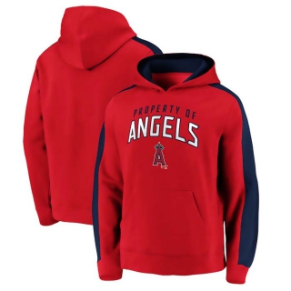 Men's MLB Los Angeles Angels Red Navy Team Arch Pullover Hoodie