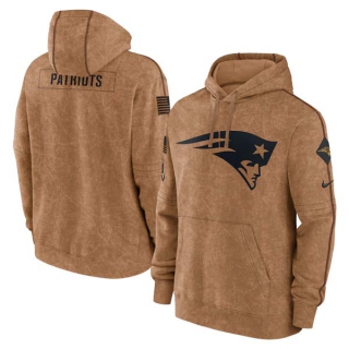 Men's NFL New England Patriots Nike Brown 2023 Salute To Service Club Pullover Hoodie