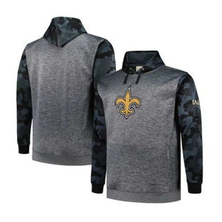 Men's NFL New Orleans Saints Fanatics Branded Heather Charcoal Big & Tall Camo Pullover Hoodie
