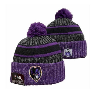 NFL Baltimore Ravens New Era Purple Charcoal 2023 Sideline Cuffed Beanies Knit Hat 3048