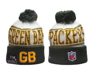 NFL Green Bay Packers New Era Might Green White 2023 Cold Weather Historic Pom Beanies Knit Hat 5026