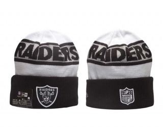NFL Las Vegas Raiders New Era White Black 2023 Sideline Tech Cuffed Knit Hat 5031