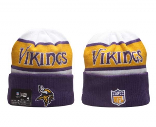 NFL Minnesota Vikings New Era White Purple 2023 Sideline Tech Cuffed Knit Hat 5016