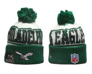 NFL Philadelphia Eagles New Era Green White 2023 Cold Weather Historic Pom Beanies Knit Hat 5017