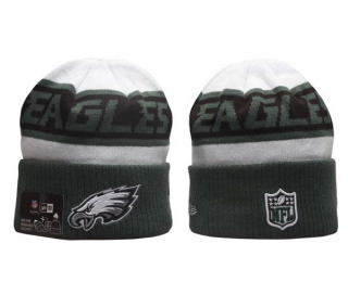 NFL Philadelphia Eagles New Era White Might Green 2023 Sideline Tech Cuffed Knit Hat 5019