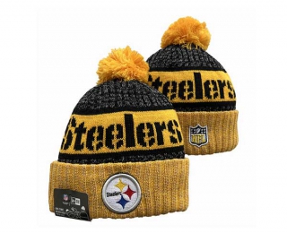 NFL Pittsburgh Steelers New Era Pewter Gold 2023 Sideline Tech Cuffed Beanies Knit Hat 3060