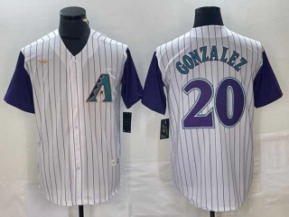 Men's MLB Arizona Diamondbacks #20 Luis Gonzalez White Throwback Cool Base Stitched Baseball Jersey