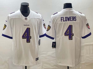 Men's NFL Baltimore Ravens #4 Zay Flowers White 2023 F.U.S.E Vapor Untouchable Limited Stitched Football Jersey