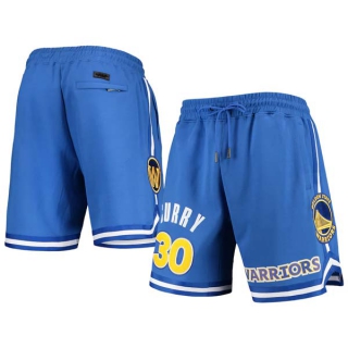 Men's NBA Golden State Warriors #30 Stephen Curry Pro Standard Blue Heat Press Shorts