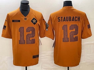 Men's NFL Dallas Cowboys #12 Roger Staubach Nike Brown 2023 Salute To Service Limited Jersey