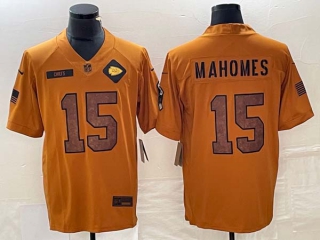 Men's NFL Kansas City Chiefs #15 Patrick Mahomes Nike Brown 2023 Salute To Service Limited Jersey