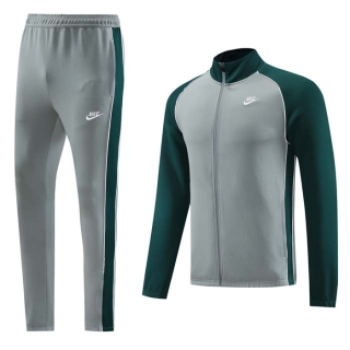 Men's Nike Athletic Full Zip Jacket Sweatsuits Gray Dark Green
